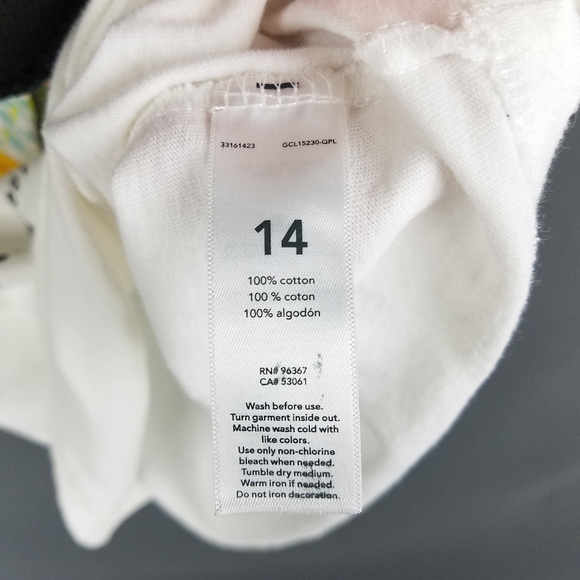 Osh Kosh White Good Vibes Palm Tree Tee Sz 14 - Picture 5 of 5